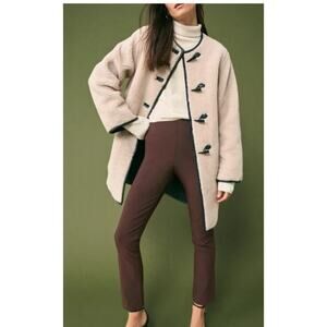 MM Lafleur 2 Pant Cigarette Foster Pants Power Stretch Seamed Side Zipper Brown